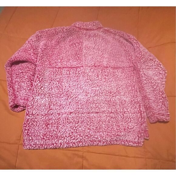 Time and Tru 1/2 Zip Fuzzy Dark Pink/Maroon Pullover - Picture 7 of 9